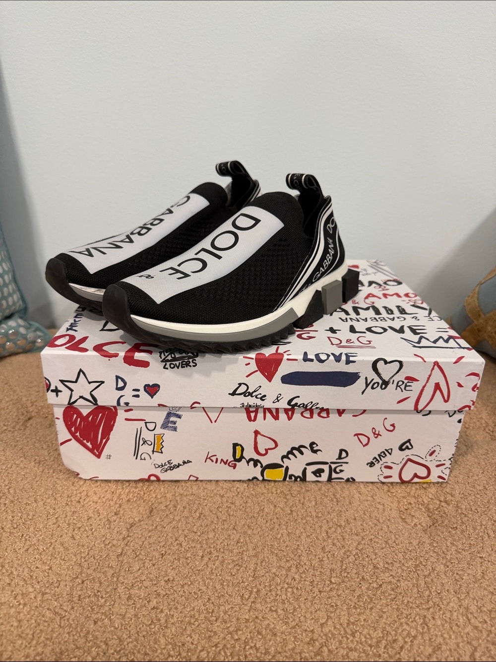 Dolce & Gabbana Black Slip-On Mesh Sneakers